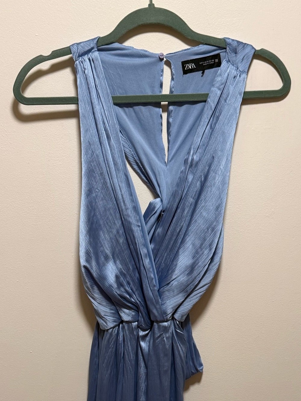 Zara Dusty Blue satin jumpsuit